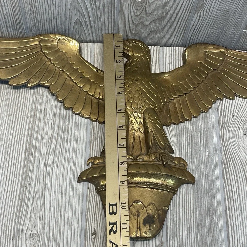 Vintage HEAVY DUTY Brass American Eagle Wall Mount 18